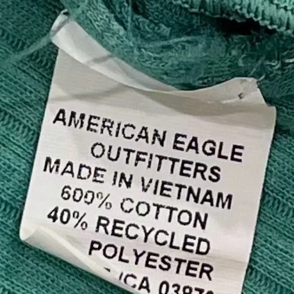 American Eagle Outfitters Ribbed Lettuce Edge Baby Tee Shirt Top - Picture 5 of 6